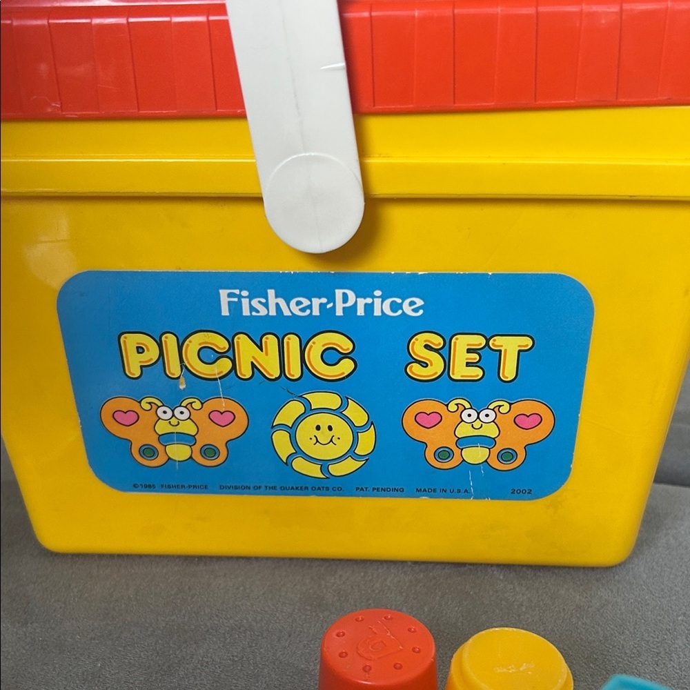 Vintage Fisher-Price Yellow and Red Picnic Set - Picture 3 of 7